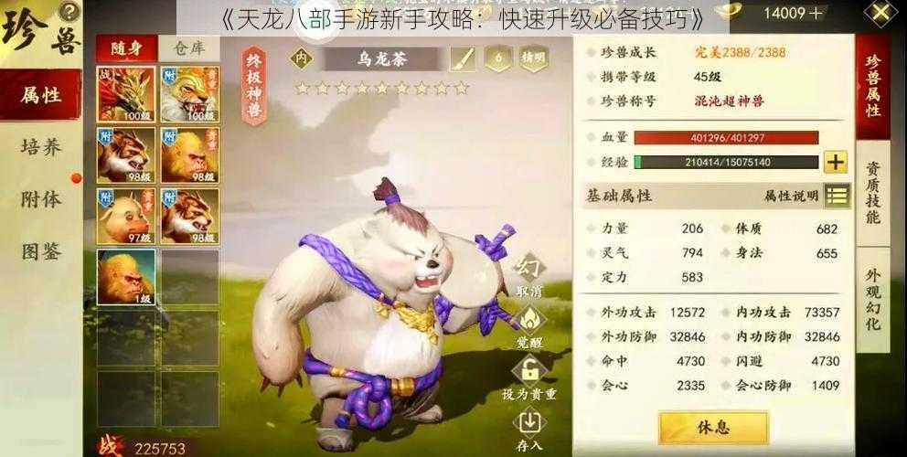 《天龙八部手游新手攻略:快速升级必备技巧》